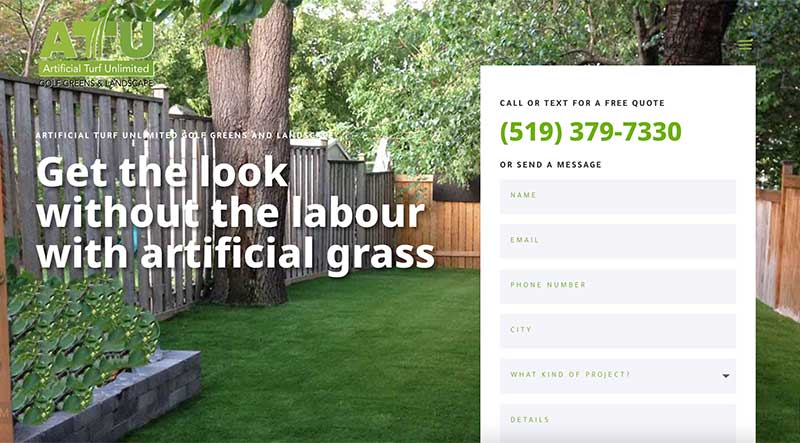 Artificial Turf Unlimited Website designed by takecareofmysite.com
