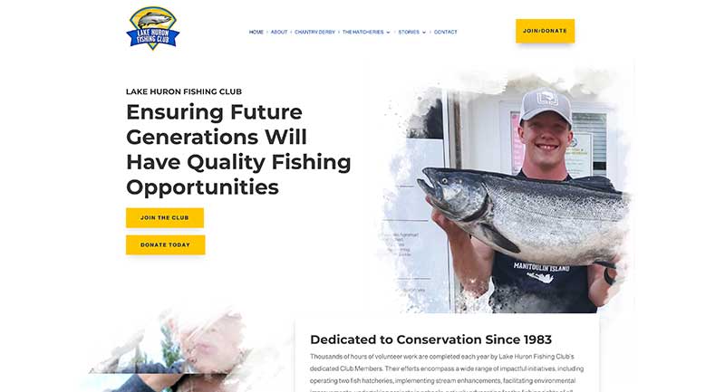 Lake Huron Fishing Club website design by takecareofmysite.com